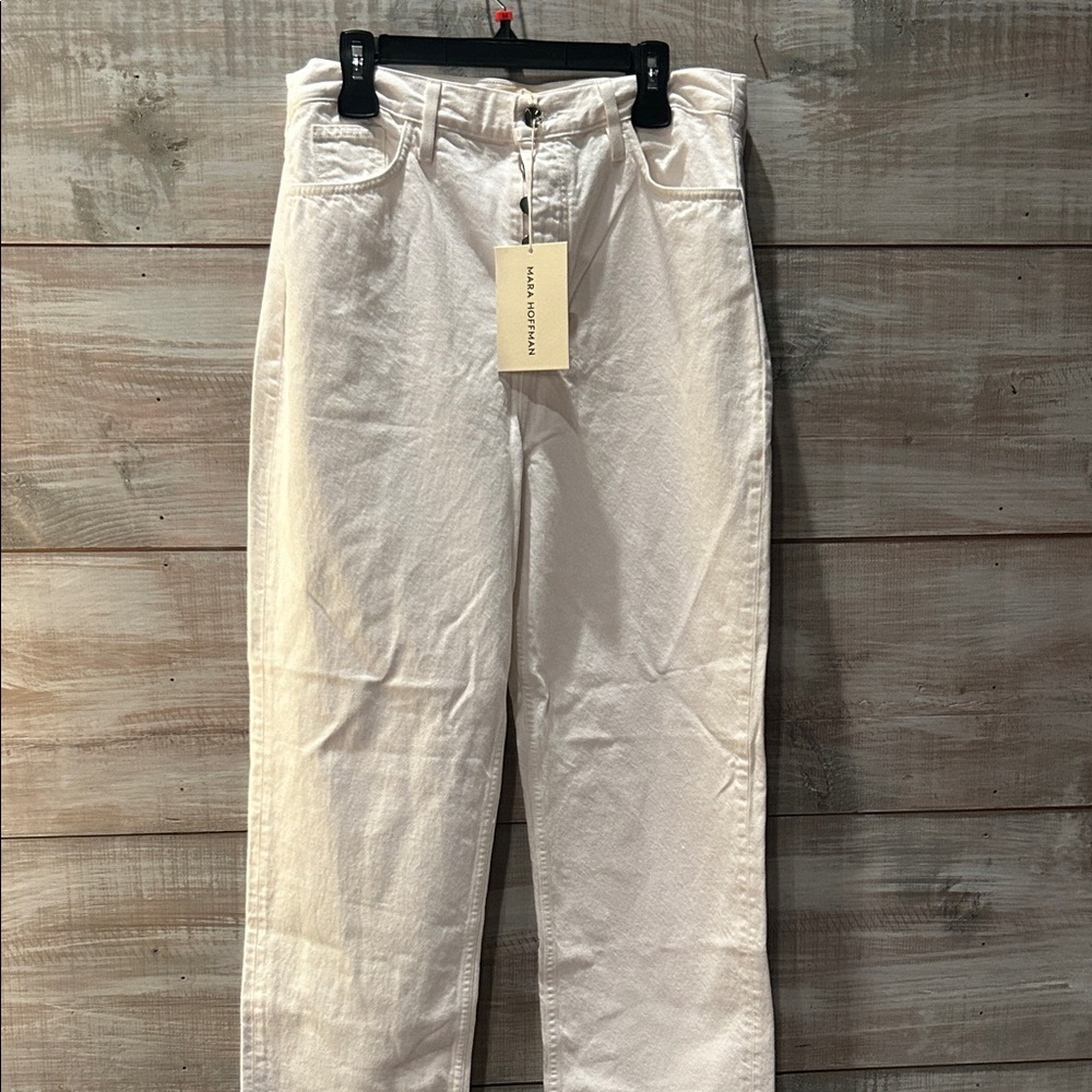 NWT Mara Hoffman Georgina white wide Straight Leg Jeans Size 10-12 - Picture 6 of 13
